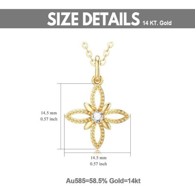 14K Gold Moissanite Cross Pendant Necklace-5