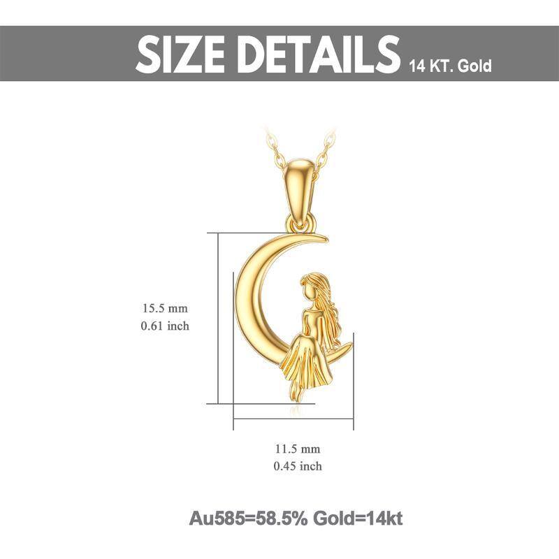 Halskette mit Mondanhänger „Sisters“ aus 14 Karat Gold-6