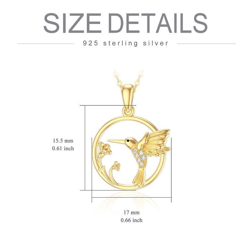 14K Gold Moissanite Hummingbird Pendant Necklace-6