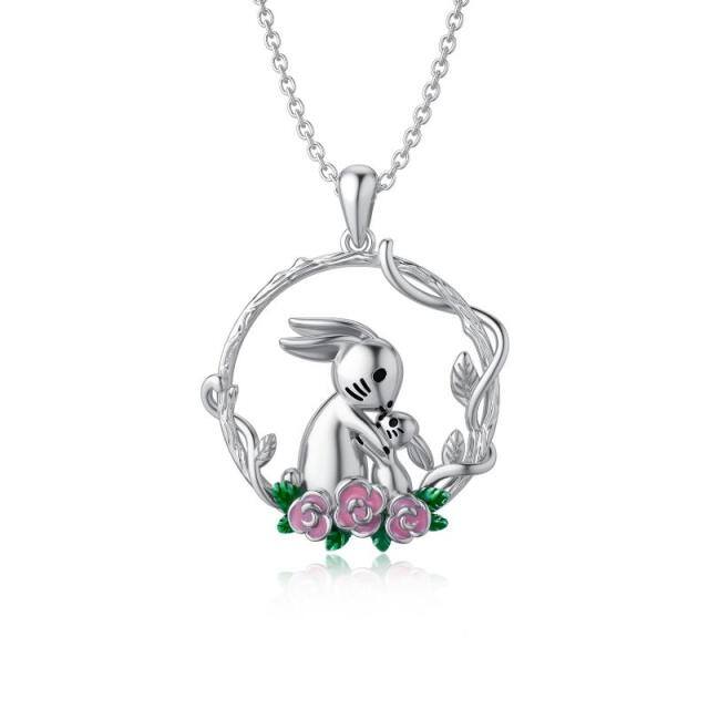 Sterling Silver Rabbit Pendant Necklace-0
