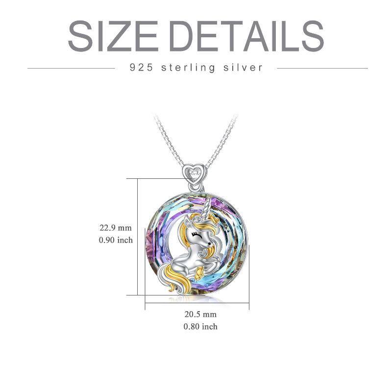 Sterling Silver Two-tone Crystal Unicorn Pendant Necklace-6