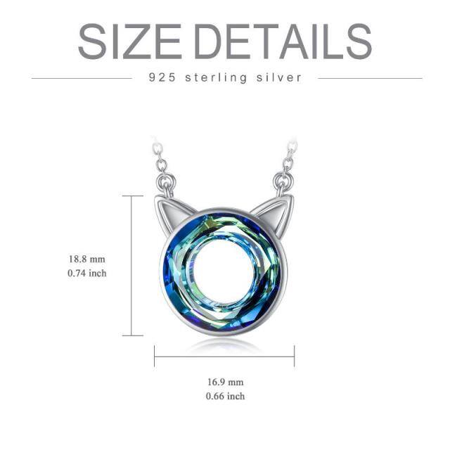 Sterling Silver Crystal Round Pendant Necklace-4