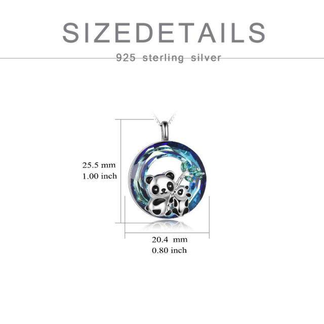 Sterling Silver Panda Crystal Pendant Necklace-4