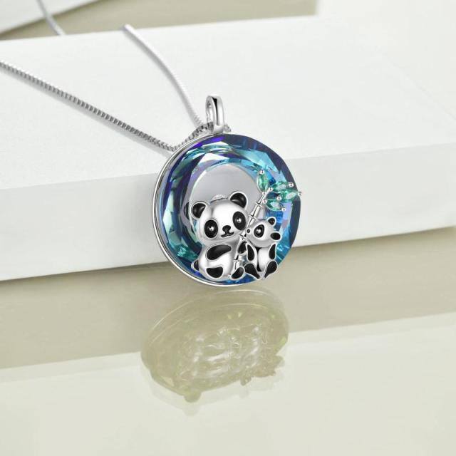 Sterling Silver Panda Crystal Pendant Necklace-2