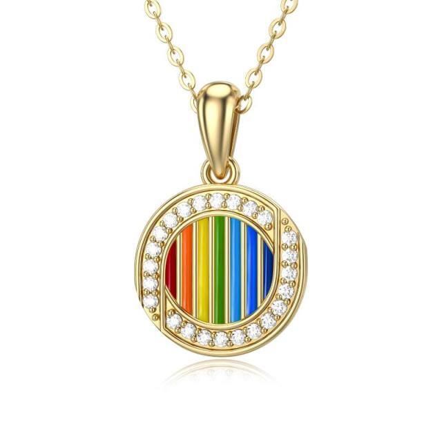 14K Gold Moissanite Rainbow Pendant Necklace-5