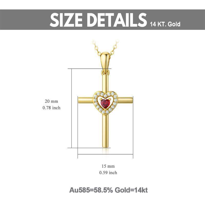 14K Gold Heart Shaped Cubic Zirconia Heart With Heart Pendant Necklace-4