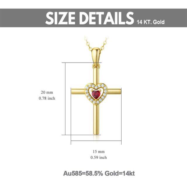 14K Gold Heart Shaped Cubic Zirconia Heart With Heart Pendant Necklace-3