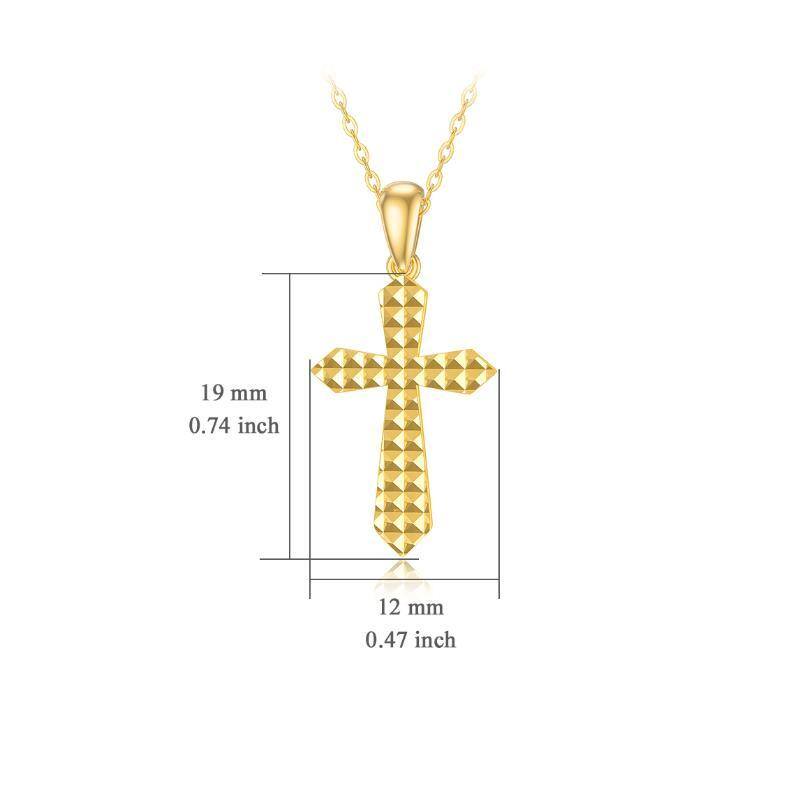 Collier à pendentif croix plaqué or jaune 9 carats-5