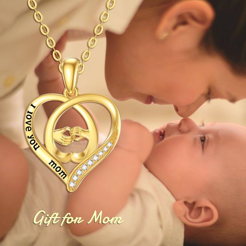 14K Gold Heart Pendant Necklace with Engraved Word-6