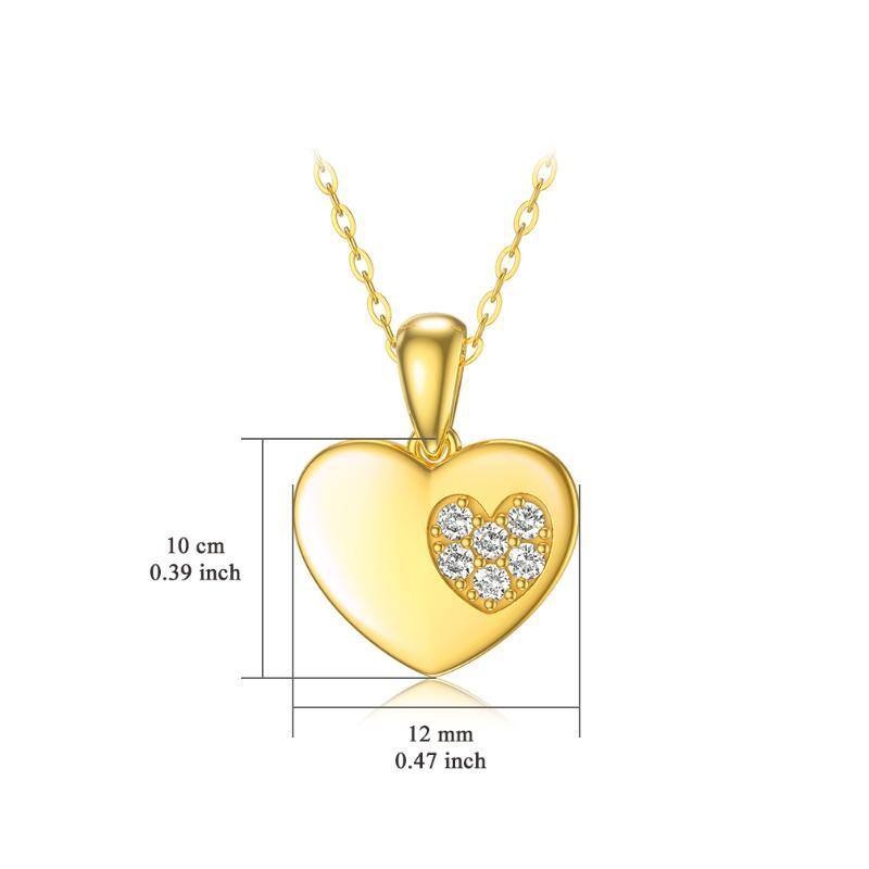 9K Gold Cubic Zirconia Heart Pendant Necklace-5