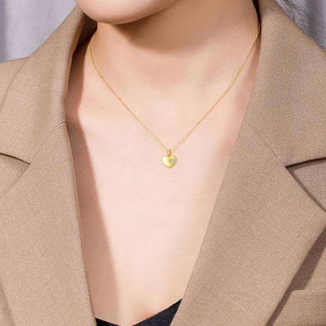 9K Gold Cubic Zirkonia Herz-Anhänger Halskette-1