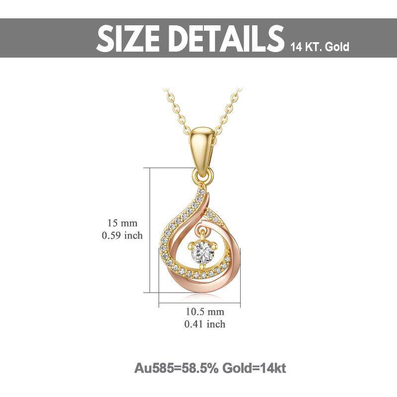 14K Gold Cubic Zirconia Drop Shape Pendant Necklace-5
