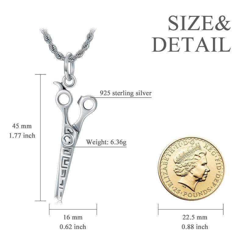 Sterling Silver Scissors Pendant Necklace for Men-6