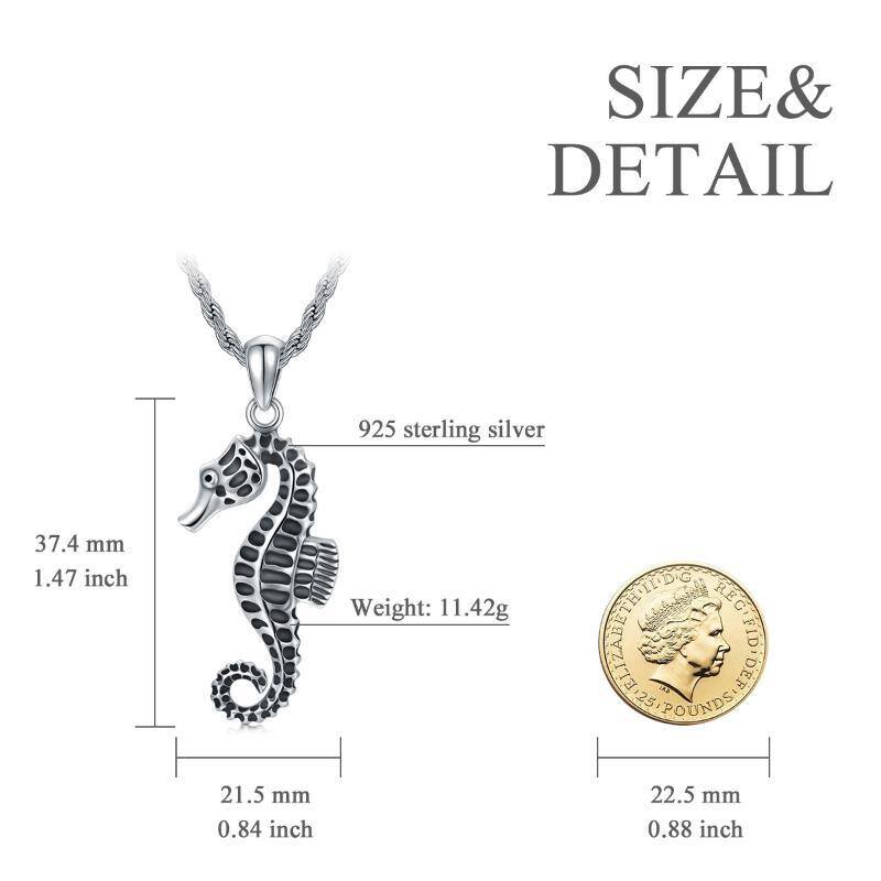 Sterling Silver Seahorse Pendant Necklace-5