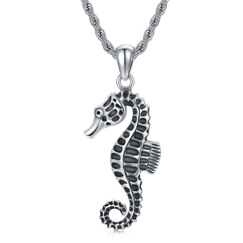 Sterling Silver Seahorse Pendant Necklace-1