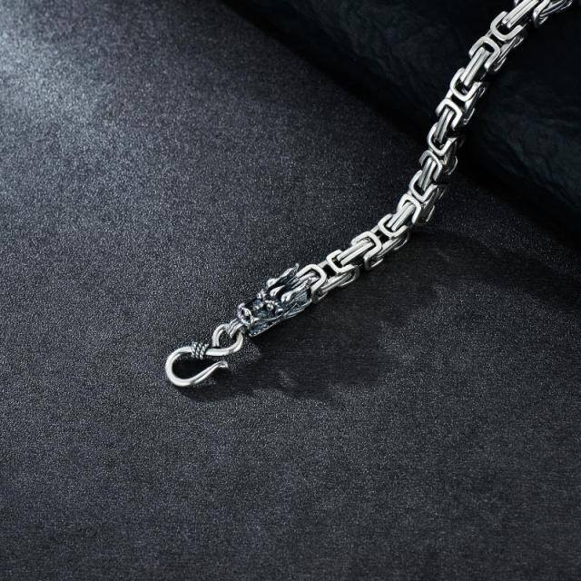 Pulseira de prata esterlina com corrente para homem-5