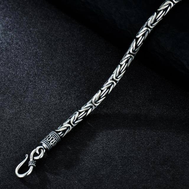 Pulseira de prata esterlina com corrente para homem-4