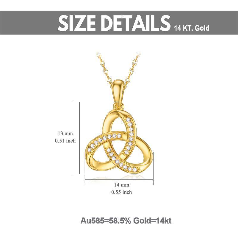 14K Gold Cubic Zirconia Celtic Knot Pendant Necklace-6