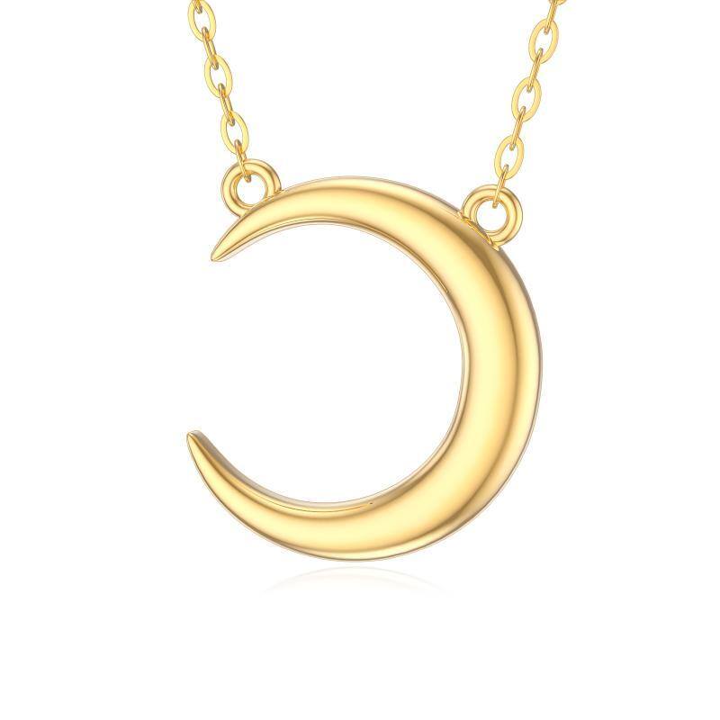 14K Gold Moon Pendant Necklace-1