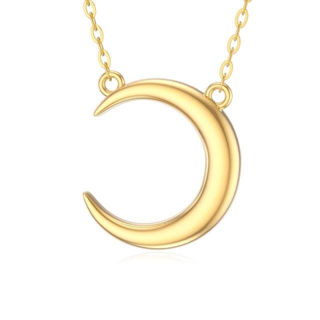 14K Gold Moon Pendant Necklace-0