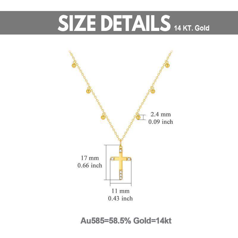 14K Gold Cubic Zirconia Cross Pendant Necklace-6