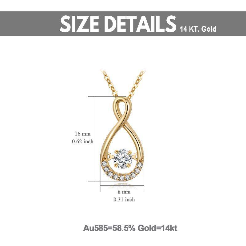 14K Gold kreisförmig Moissanit Unendlichkeit Symbol Anhänger Halskette-6