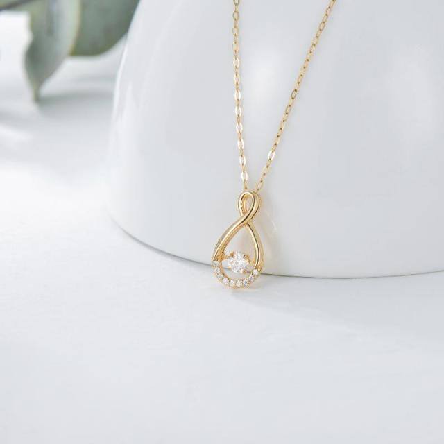 14K Gold Circular Shaped Moissanite Infinity Symbol Pendant Necklace-2