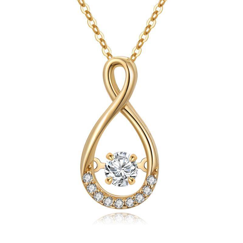 14K Gold Circular Shaped Moissanite Infinity Symbol Pendant Necklace-1