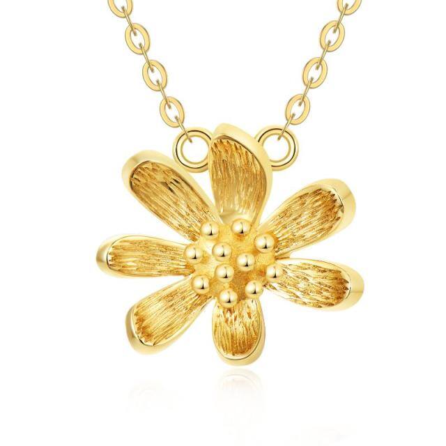 14K Gold Daisy Pendant Necklace-0