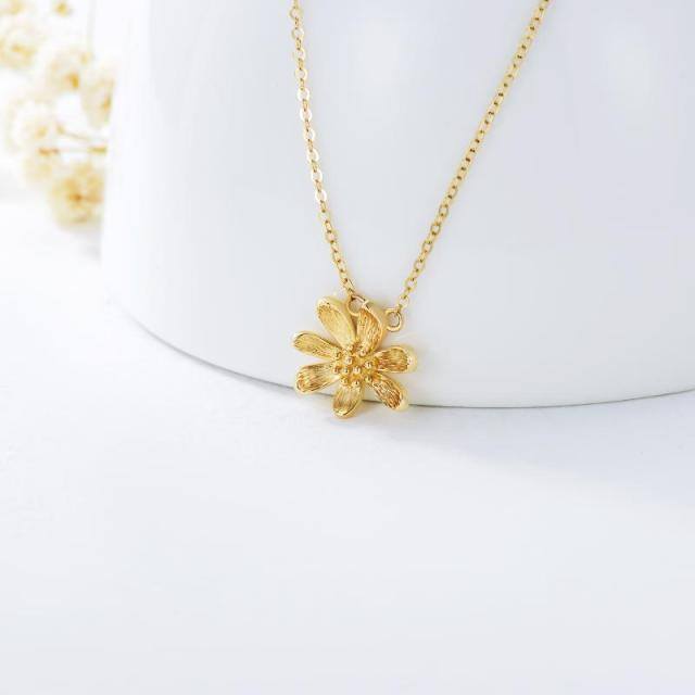 14K Gold Gänseblümchen-Anhänger Halskette-3