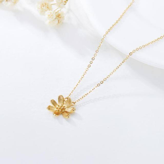 14K Gold Daisy Pendant Necklace-2