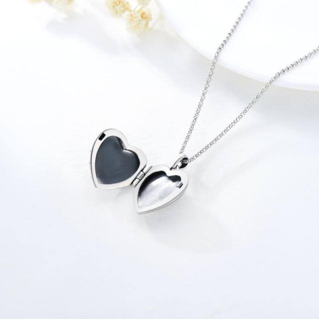 Sterling Silver Rabbit & Heart Personalized Photo Locket Necklace with Engraved Word-5