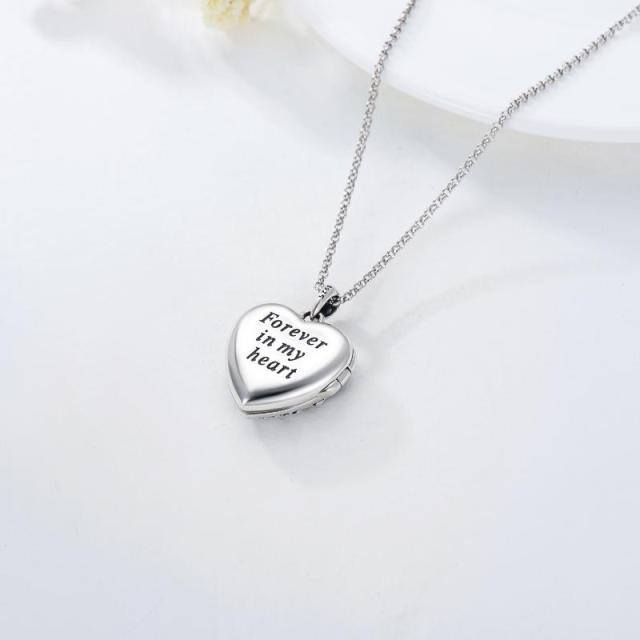 Sterling Silver Rabbit & Heart Personalized Photo Locket Necklace with Engraved Word-4