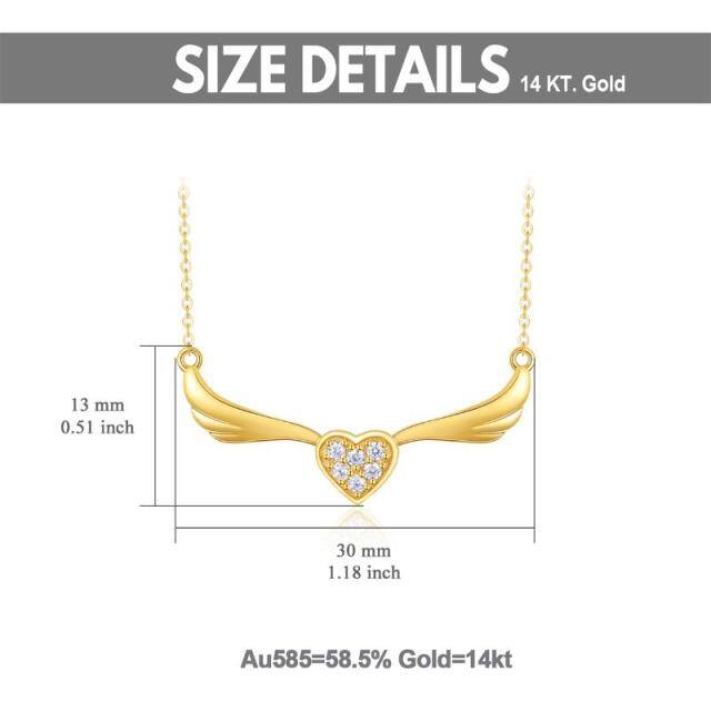 14K Gold Cubic Zirkonia Herz-Anhänger Halskette-4
