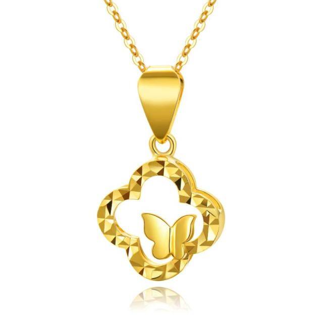 Colar com pingente de flor borboleta em ouro 18K joia presente para mulheres-0