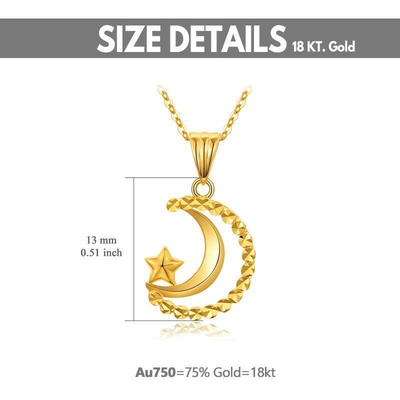 18K Gold Moon & Star Pendant Necklace-7