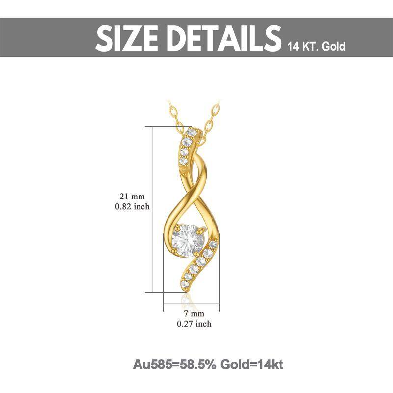 14K Gold kreisförmig geformt Moissanite unendliche Symbol Anhänger Halskette-6