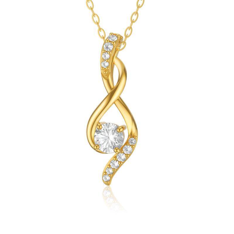 Collar colgante de oro de 14 quilates con forma circular y símbolo infinito de moissanita-1