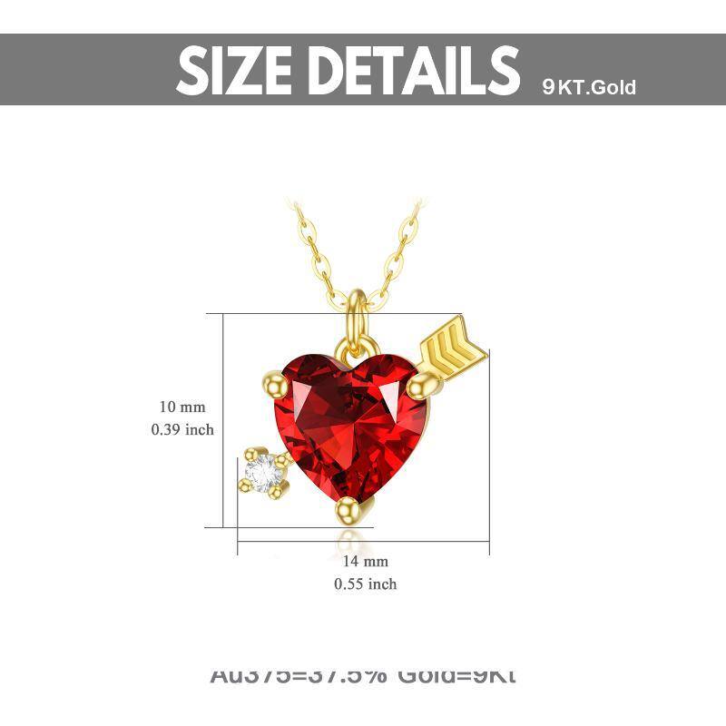 9K Gold Cubic Zirconia Heart Pendant Necklace-5