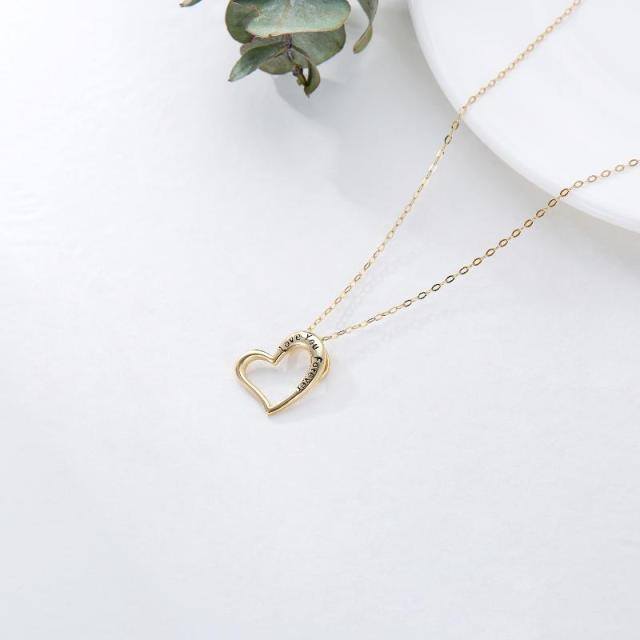 Collier avec pendentif en forme de coeur en or 14K-3