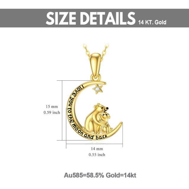 14K Gold Cubic Zirconia Bear Pendant Necklace-4