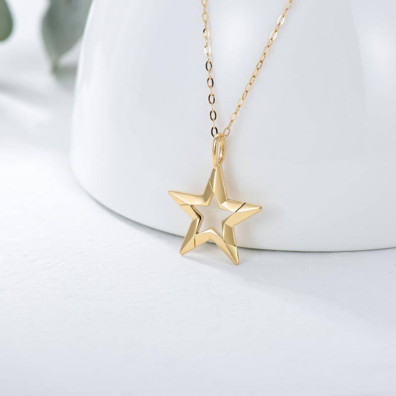 14K Gold Star Pendant Necklace-4