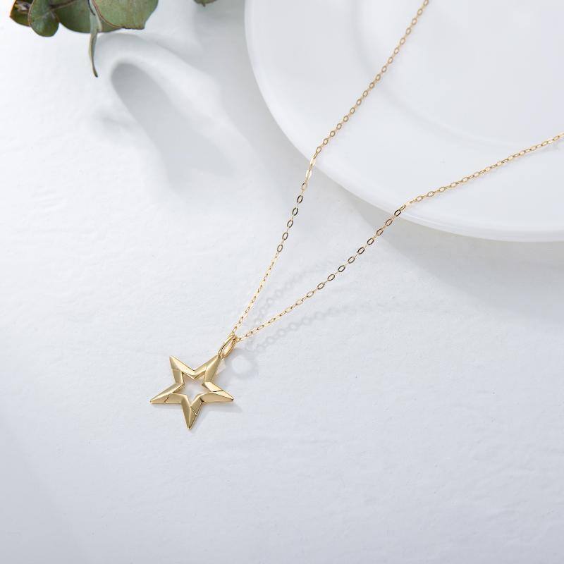 14K Gold Star Pendant Necklace-3