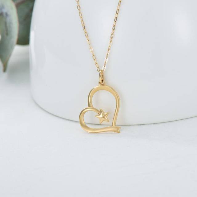 Collier avec pendentif en forme de coeur en or 14K-3