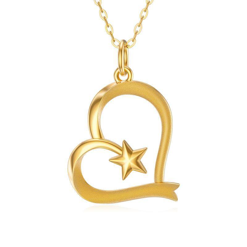 Collier avec pendentif en forme de coeur en or 14K-1