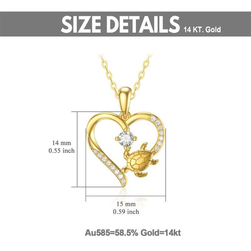 14K Yellow Gold Plated Cubic Zirconia Heart Pendant Necklace-5