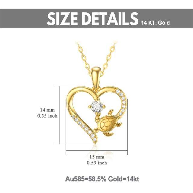14K Yellow Gold Plated Cubic Zirconia Heart Pendant Necklace-4