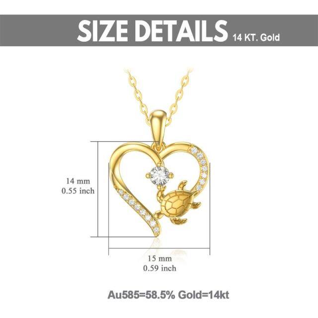 14K Gold Cubic Zirconia Heart Pendant Necklace-5