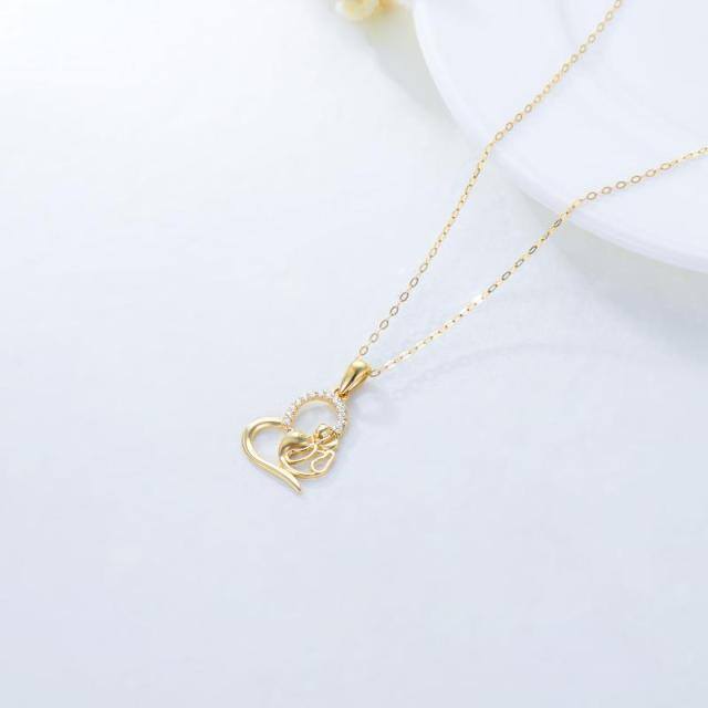 14K Gold Mother & Daughter Pendant Necklace-3