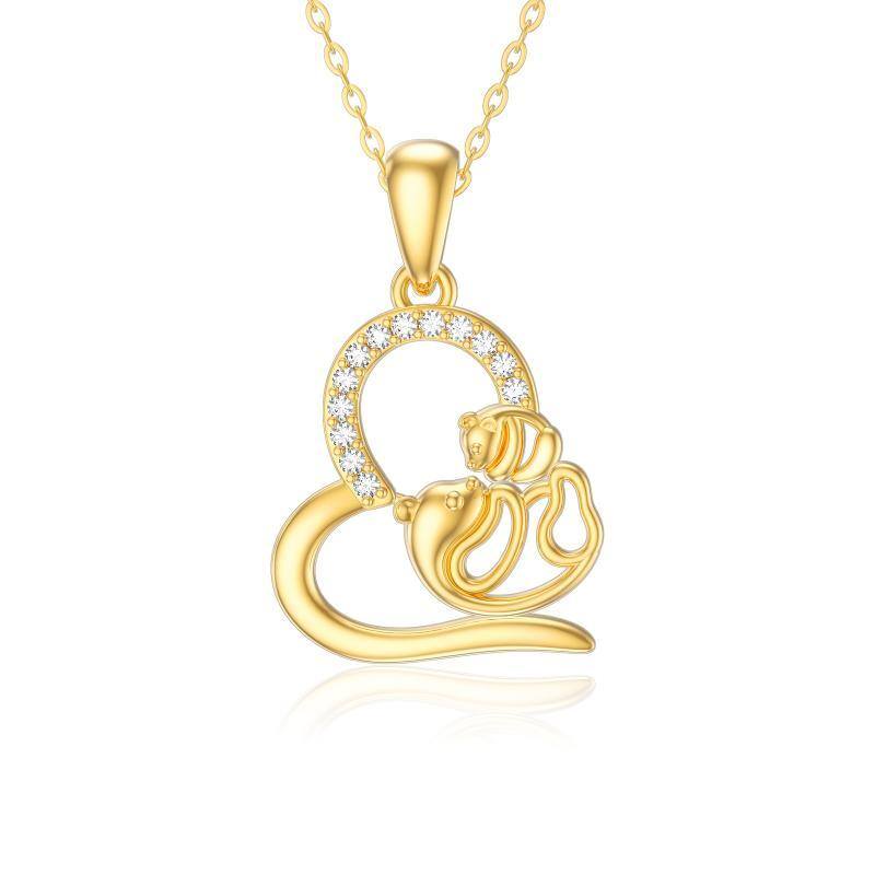 14K Gold Mother & Daughter Pendant Necklace-1